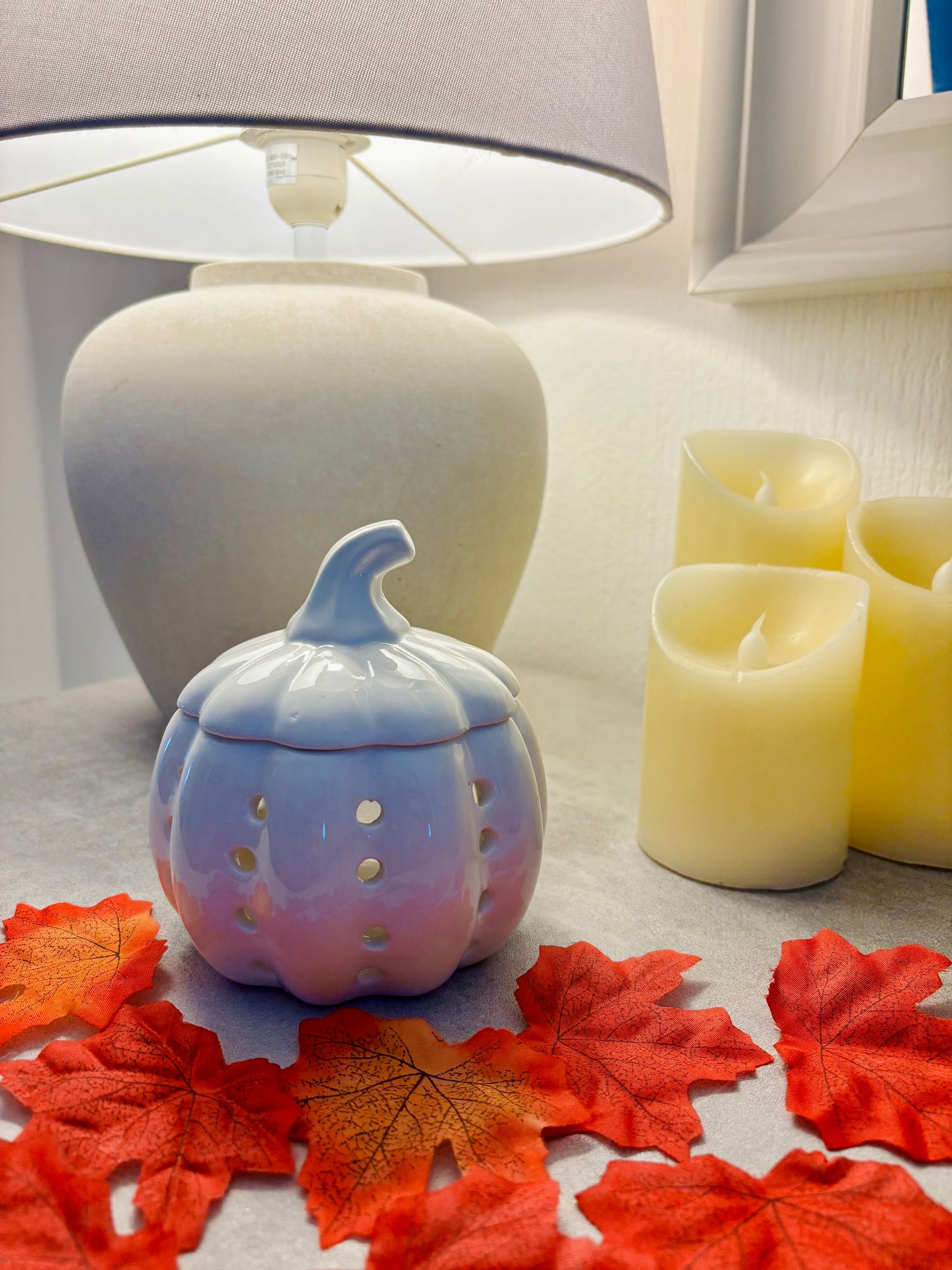 White Ceramic Pumpkin Burner
