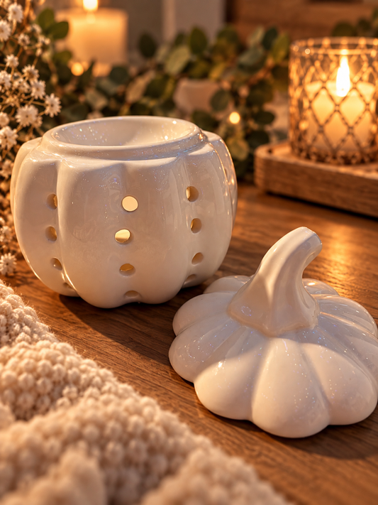White Ceramic Pumpkin Burner