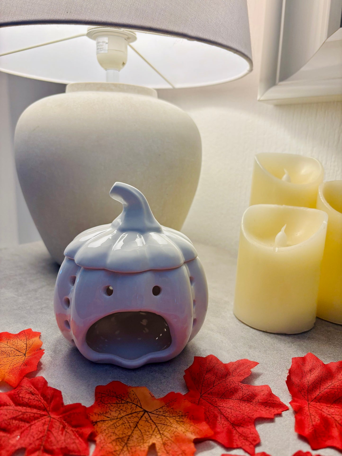 White Ceramic Pumpkin Burner